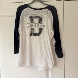 Dallas Cowboys Blue and White Baseball Style Tee, Size L-XL